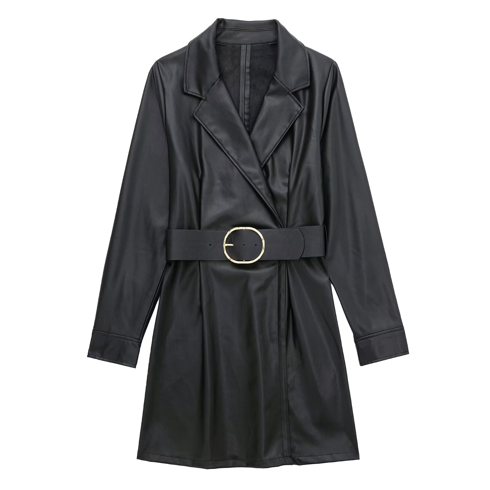 Faux Leather Blazer Dress