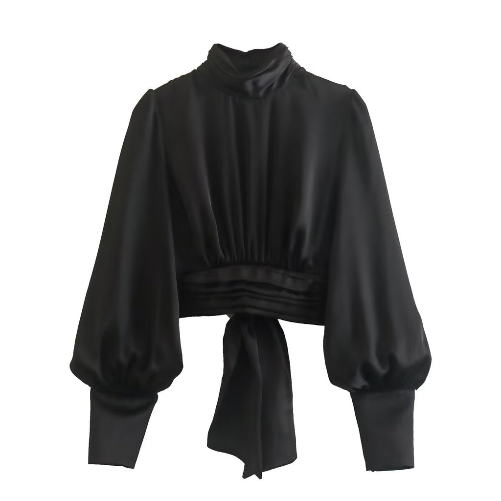 BACKLESS TIED RUCHED TOP
