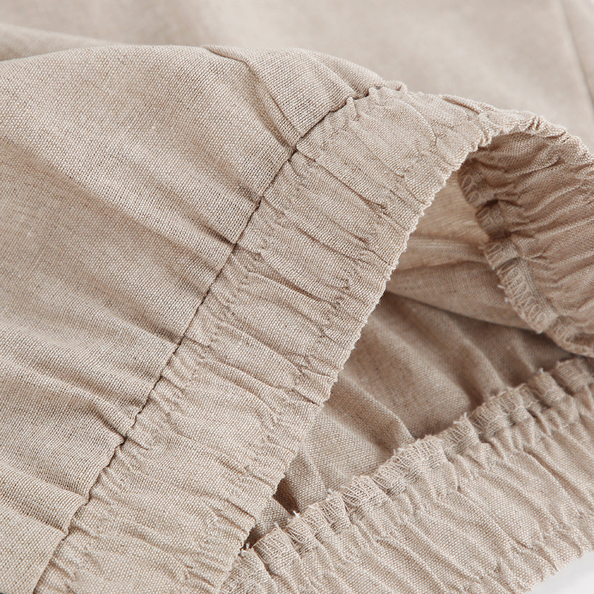 KHAKI LINEN TWO PIECE SET