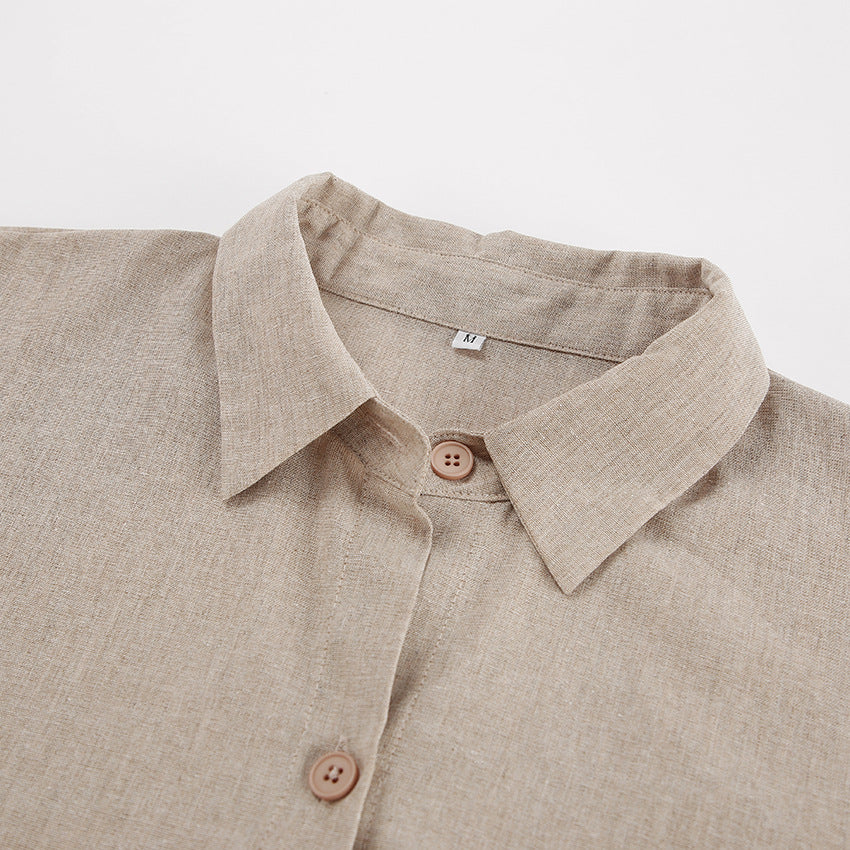 KHAKI LINEN TWO PIECE SET