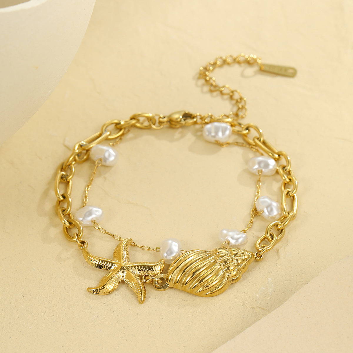 ANA GOLD SHELL NECKLACE & BRACELET