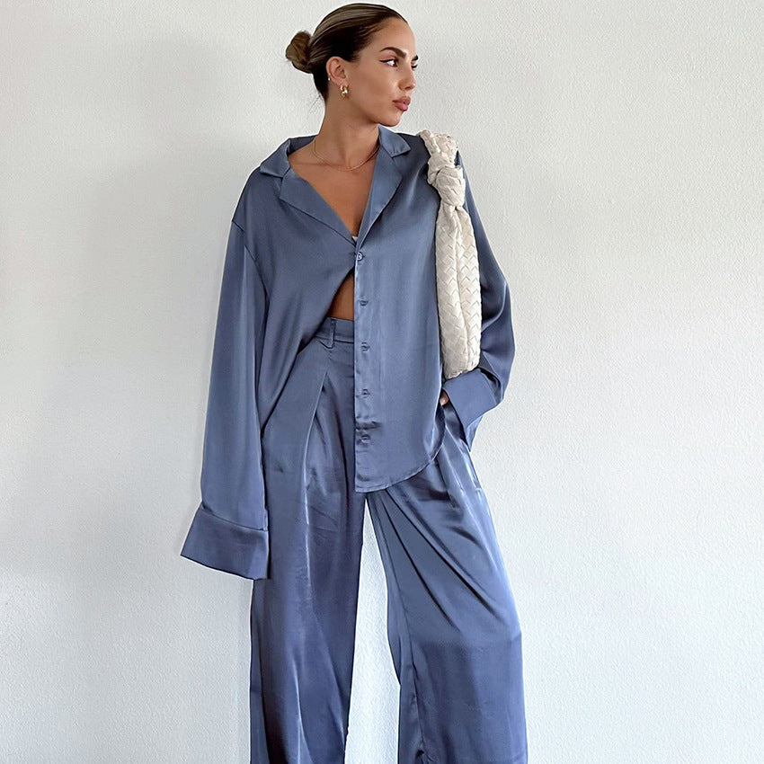 BLUE SATIN SET