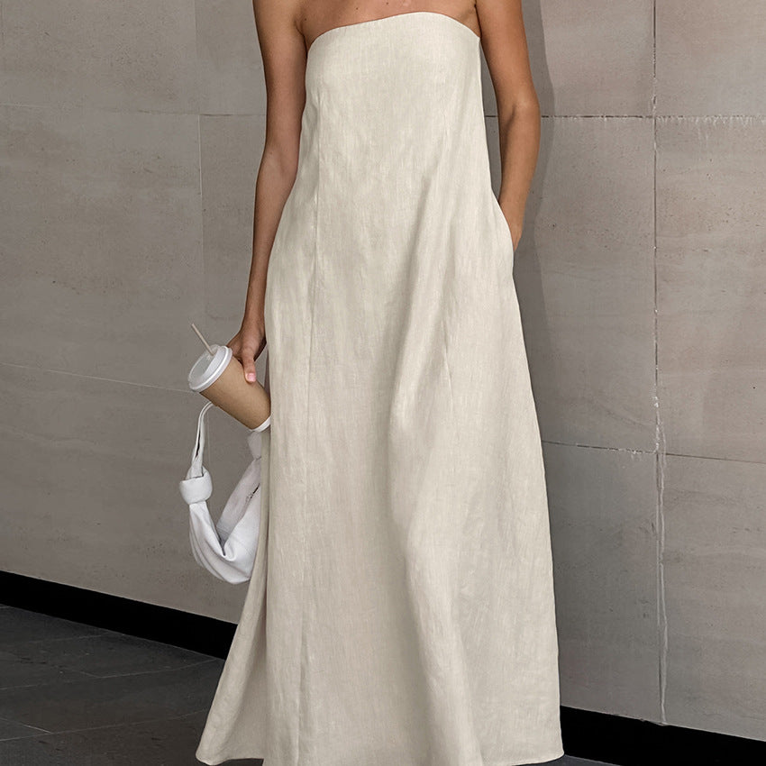 FRENCH LINEN MAXI DRESS