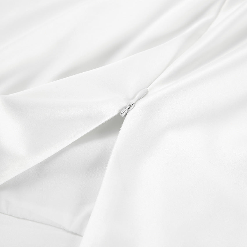 WHITE SATIN MAXI SKIRT