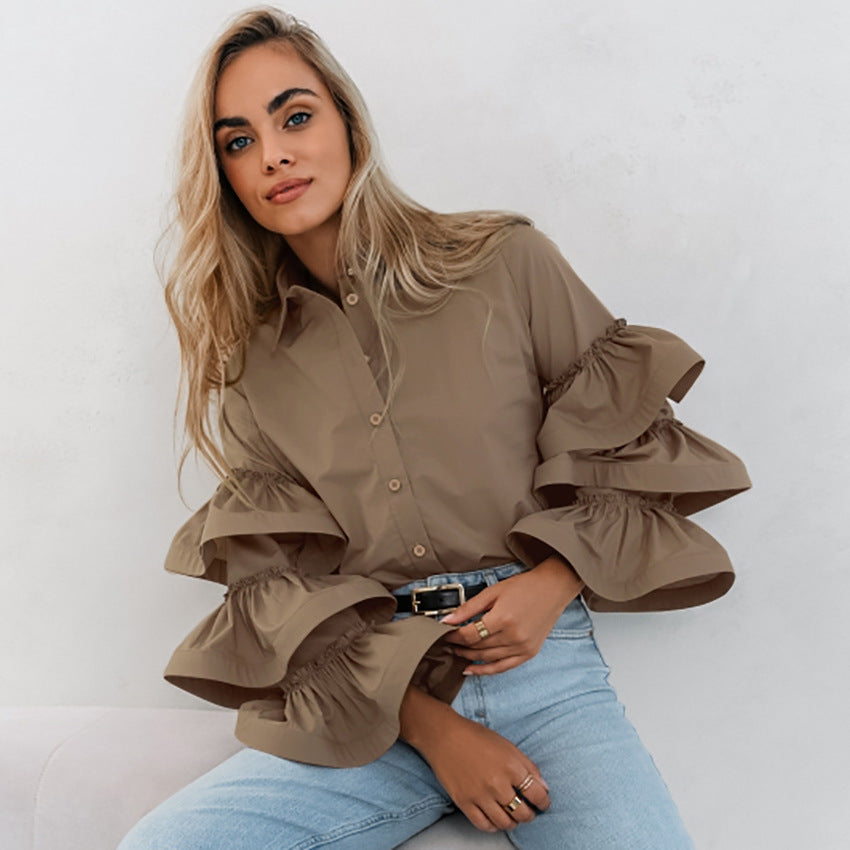 RUFFLE LONG SLEEVE SHIRT