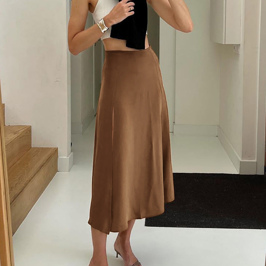 SATIN SPLIT SKIRT