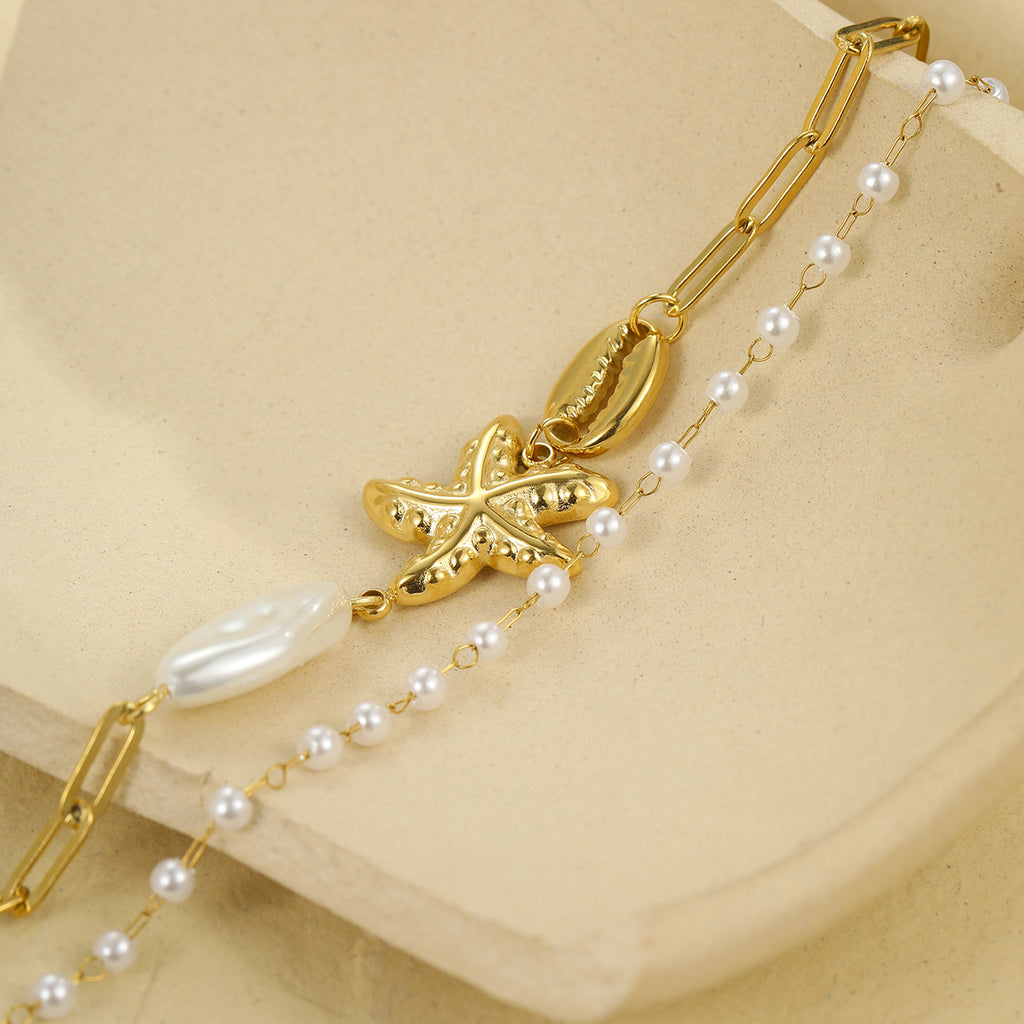 ANA GOLD SHELL NECKLACE & BRACELET
