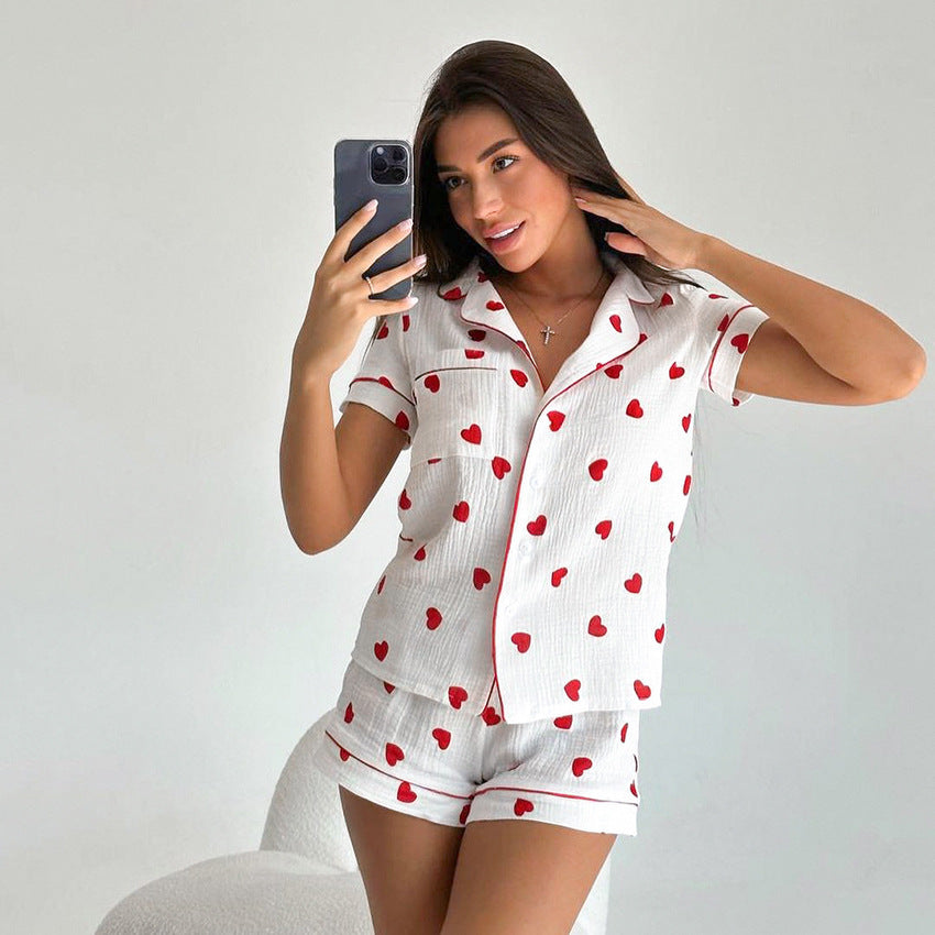 COTTON HEART PAJAMAS SET