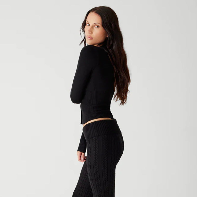 ROUND NECK CARDIGAN TOP