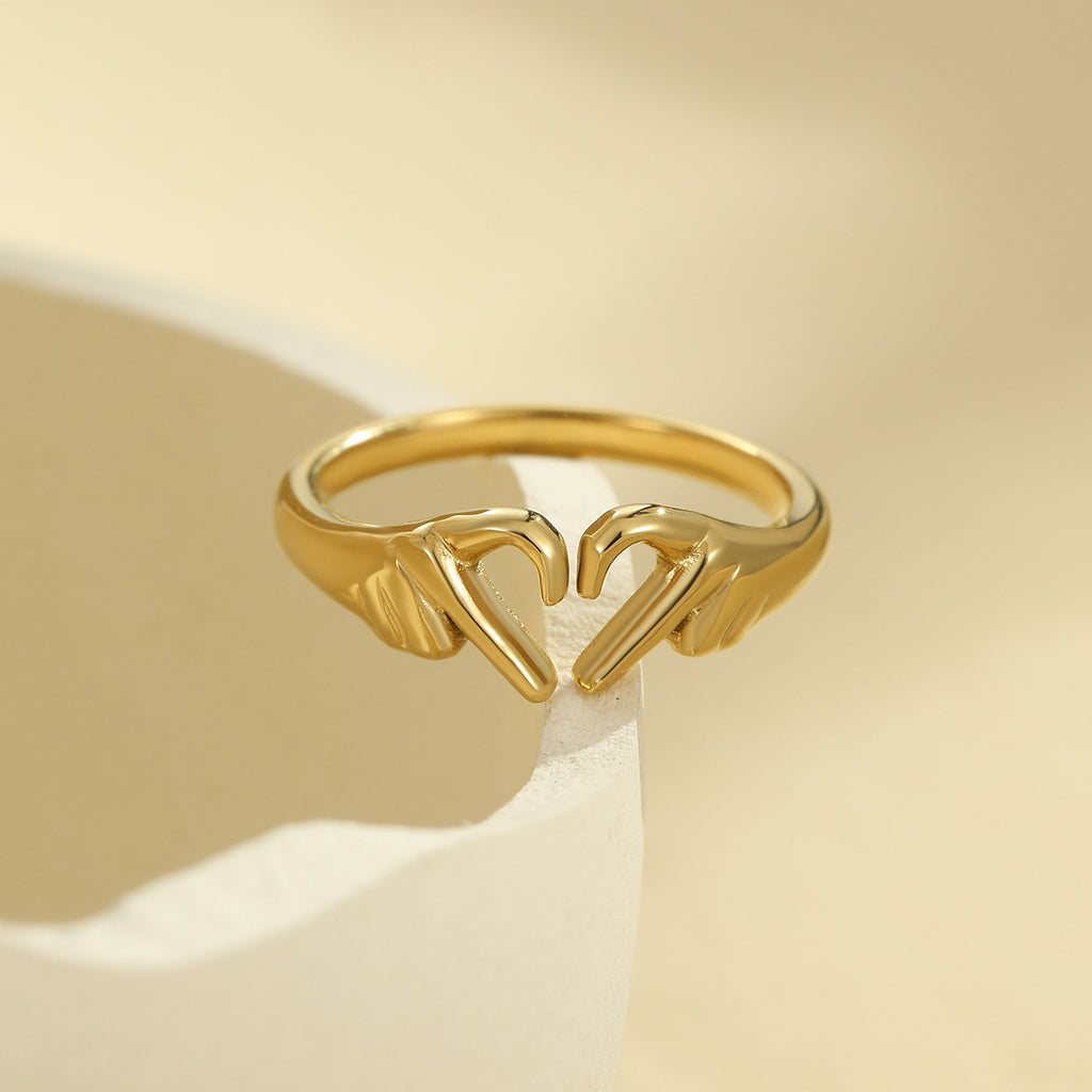 DOUBLE HAND HEART RING