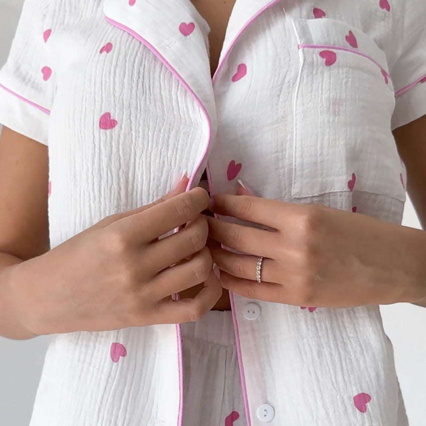 COTTON HEART PAJAMAS SET