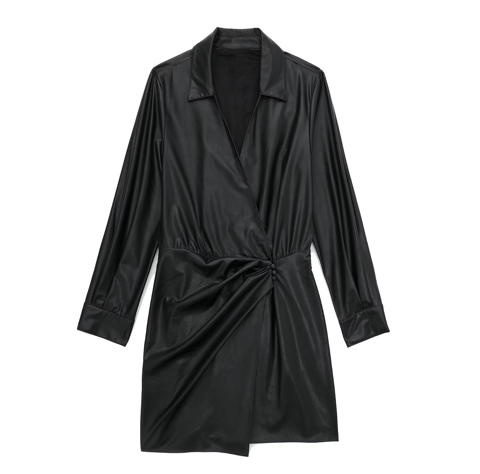 Faux Leather Pleated Dress