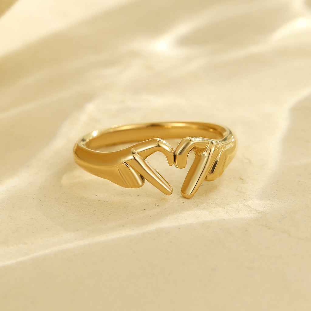 DOUBLE HAND HEART RING
