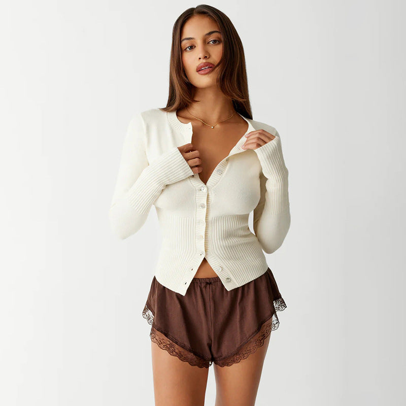ROUND NECK CARDIGAN TOP