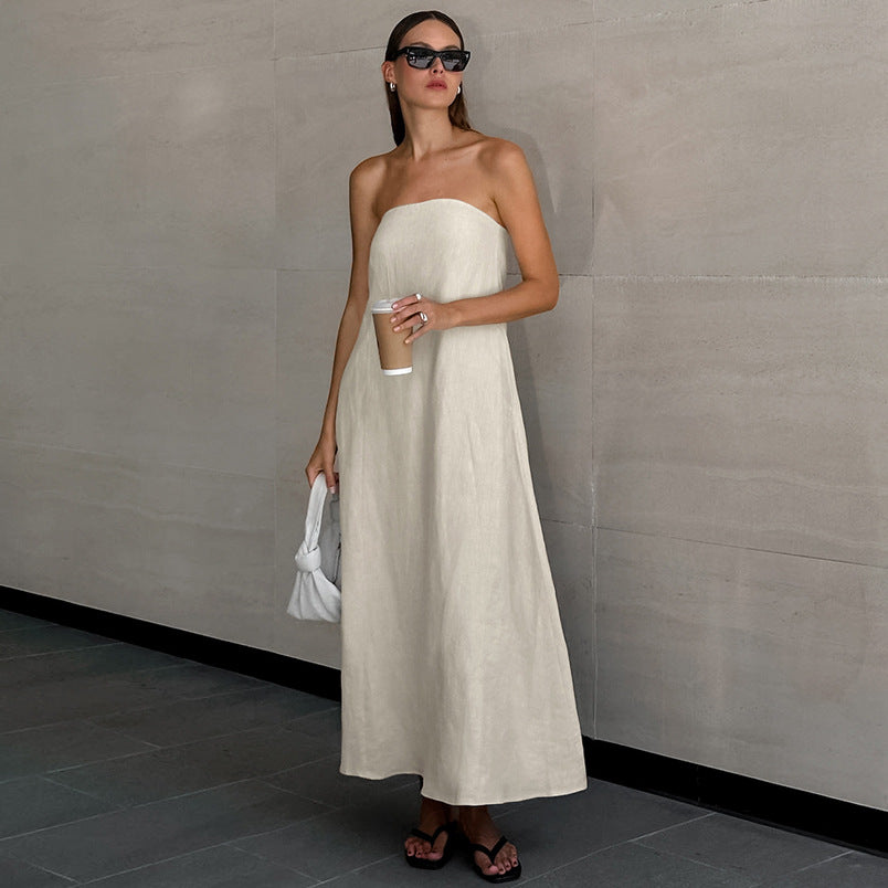 FRENCH LINEN MAXI DRESS