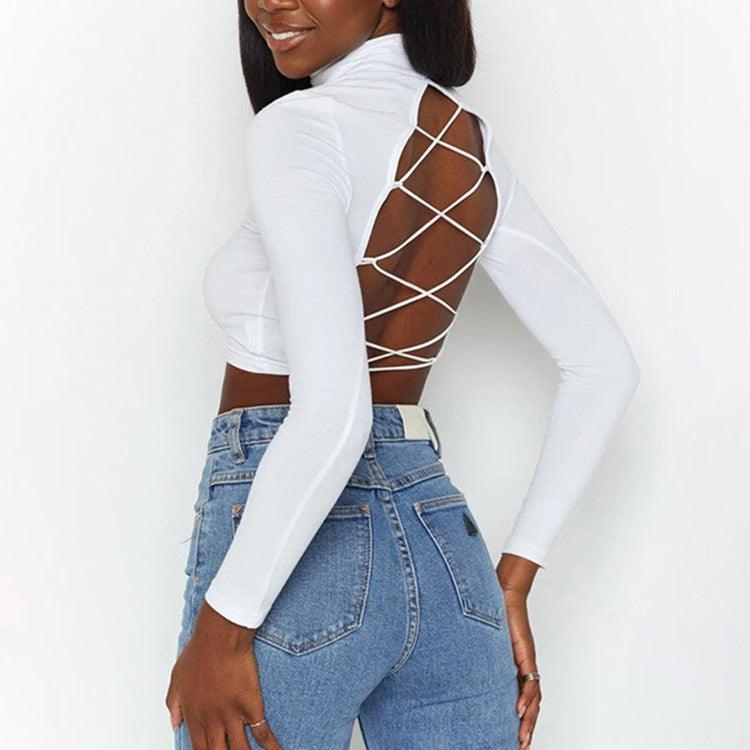 BACKLESS LACE UP TOP - PRIBO