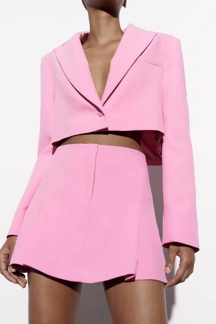 CROP BLAZER & SKIRT SET - PRIBO
