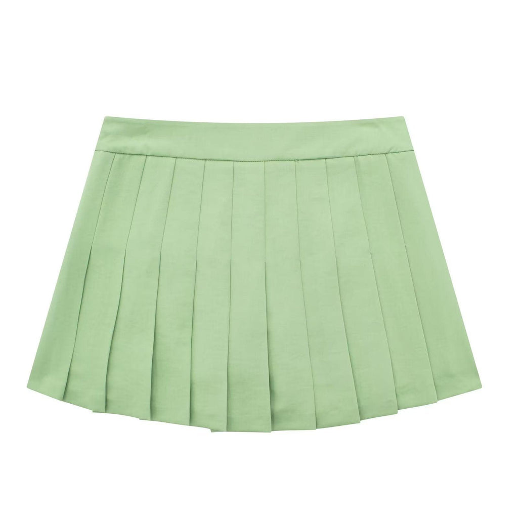 CROP GREEN BLAZER & SKIRT SET - PRIBO