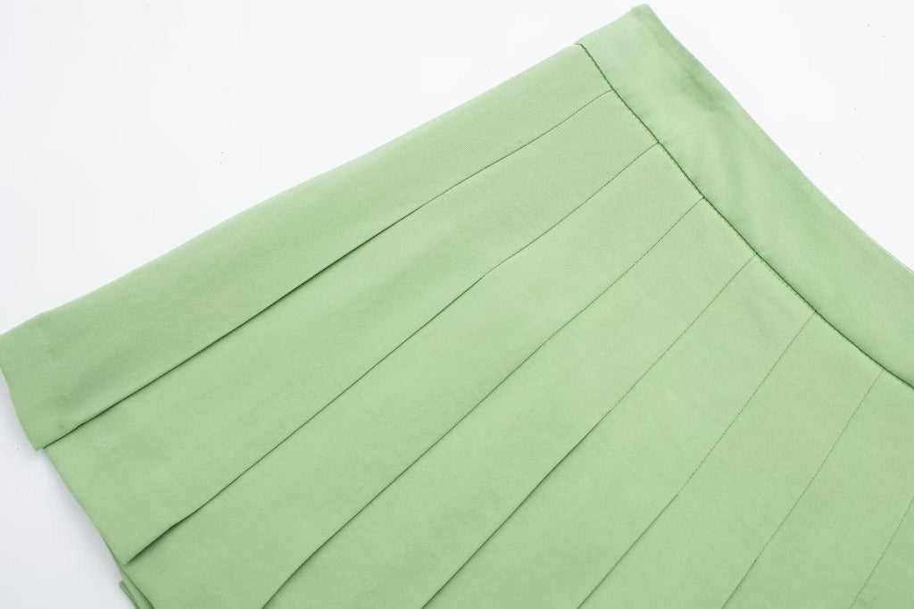 CROP GREEN BLAZER & SKIRT SET - PRIBO