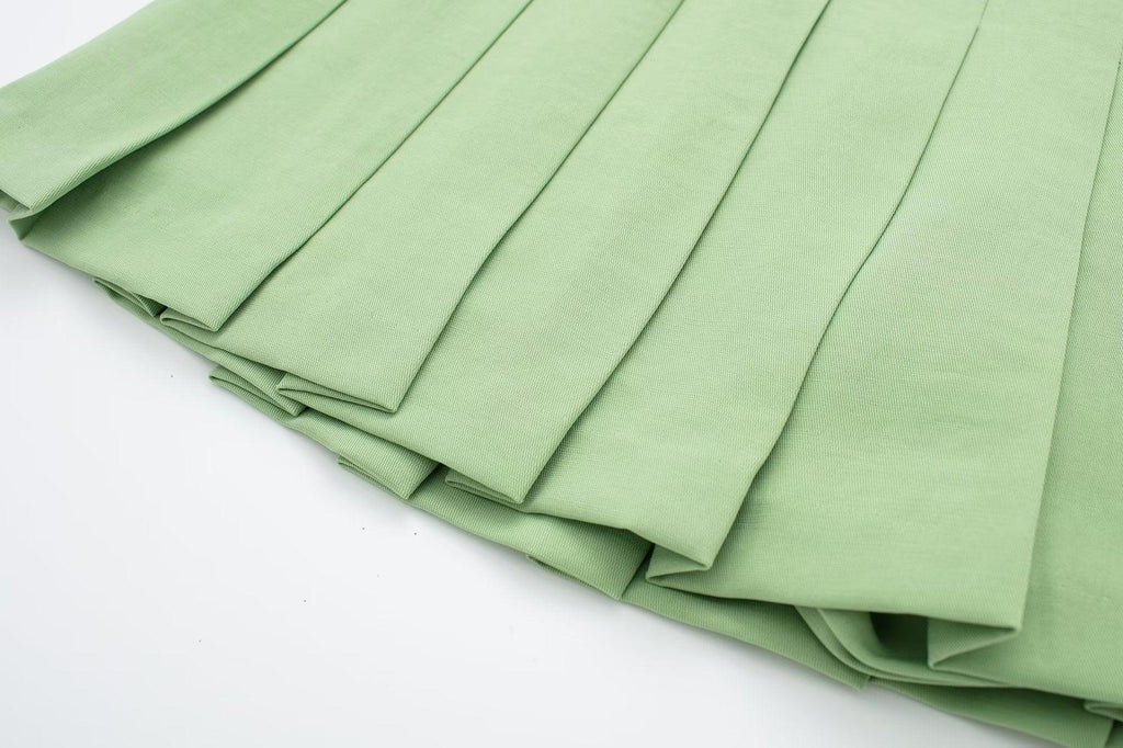 CROP GREEN BLAZER & SKIRT SET - PRIBO