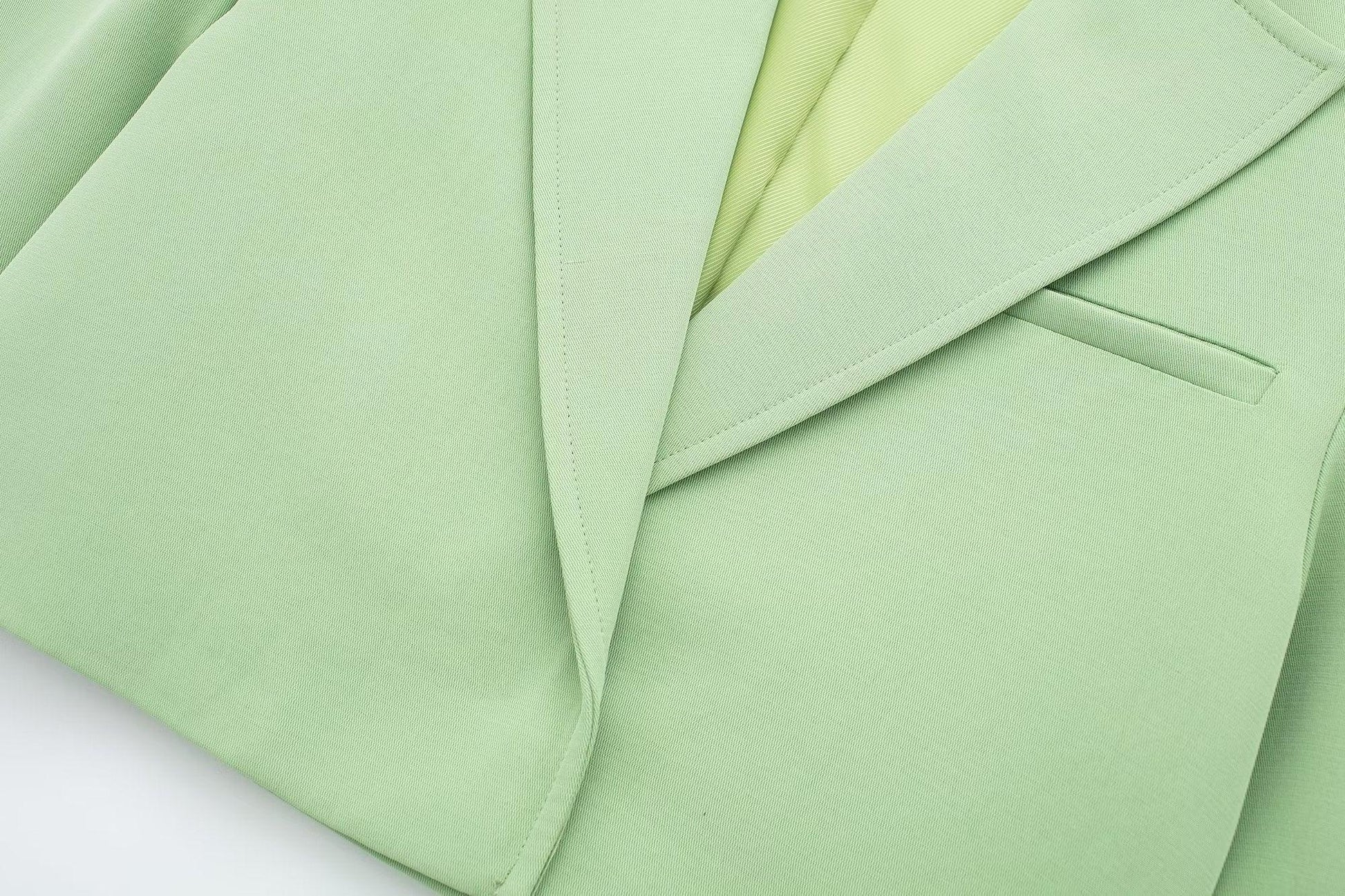 CROP GREEN BLAZER & SKIRT SET - PRIBO