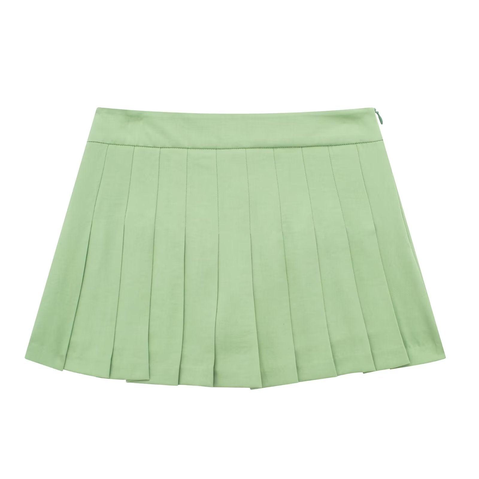 CROP GREEN BLAZER & SKIRT SET - PRIBO