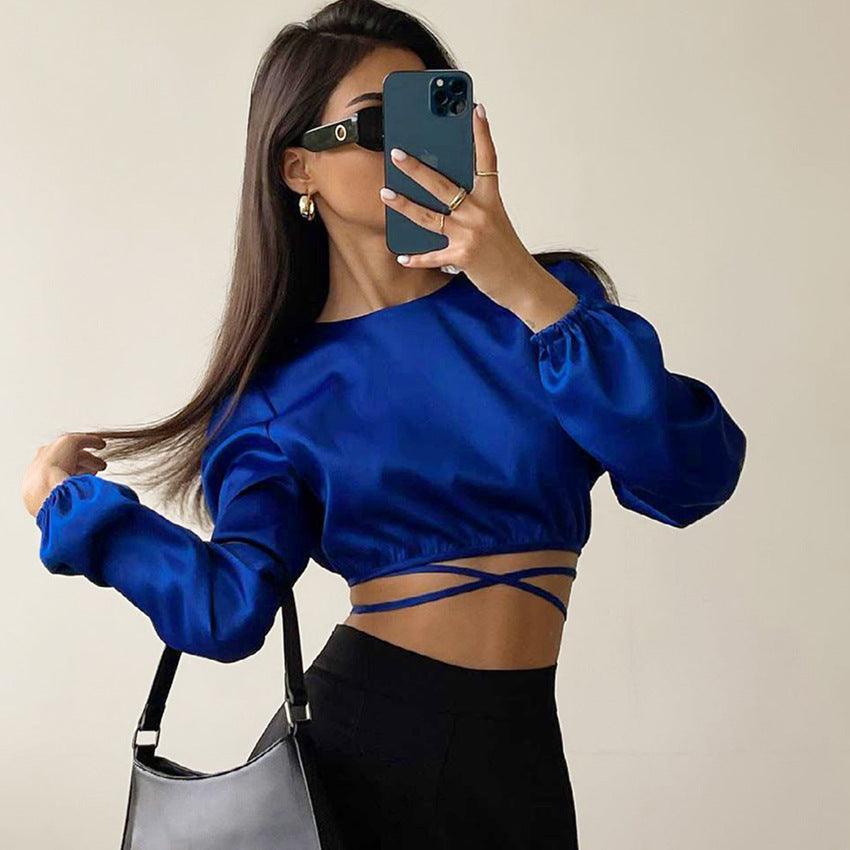 CROP SATIN TOP - PRIBO
