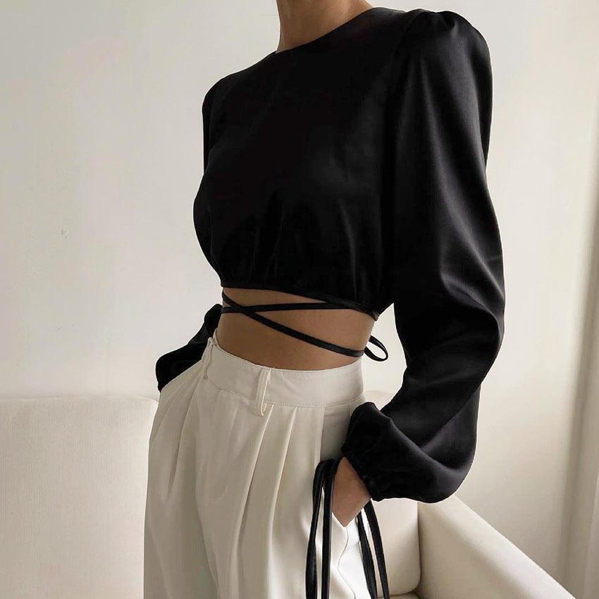 CROP SATIN TOP - PRIBO