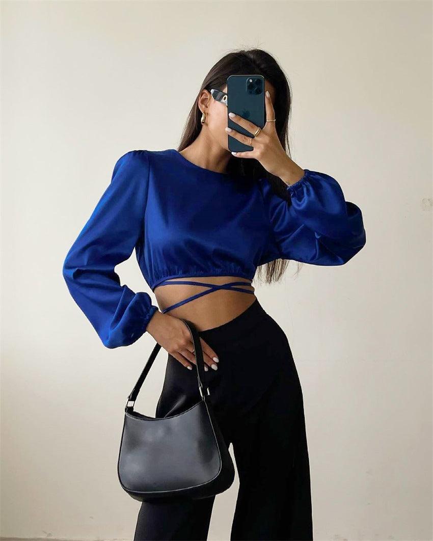 CROP SATIN TOP - PRIBO