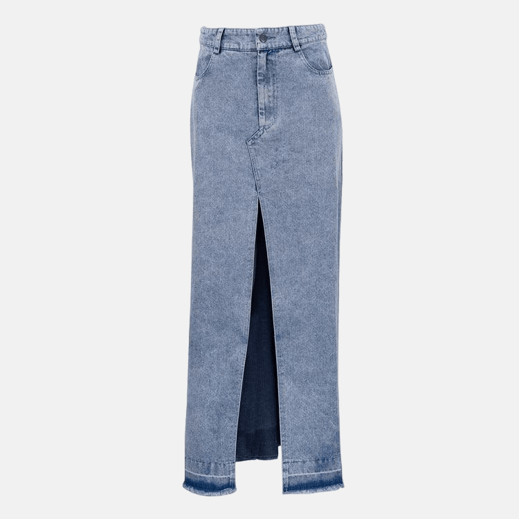 DENIM LONG SKIRT - PRIBO