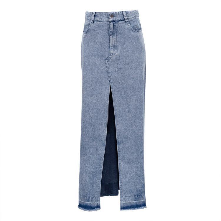 DENIM LONG SKIRT - PRIBO