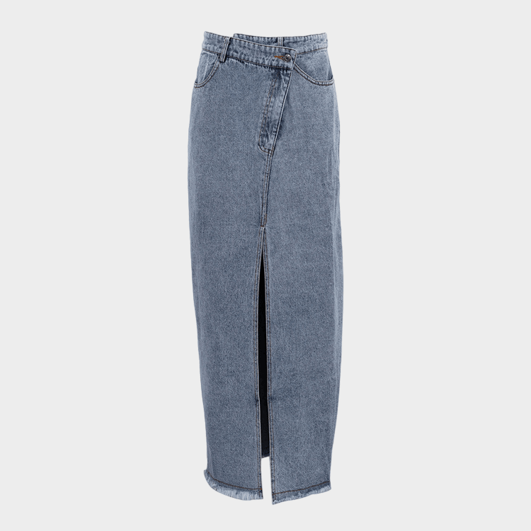 DENIM SPLIT SKIRT - PRIBO