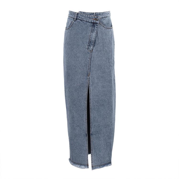 DENIM SPLIT SKIRT - PRIBO