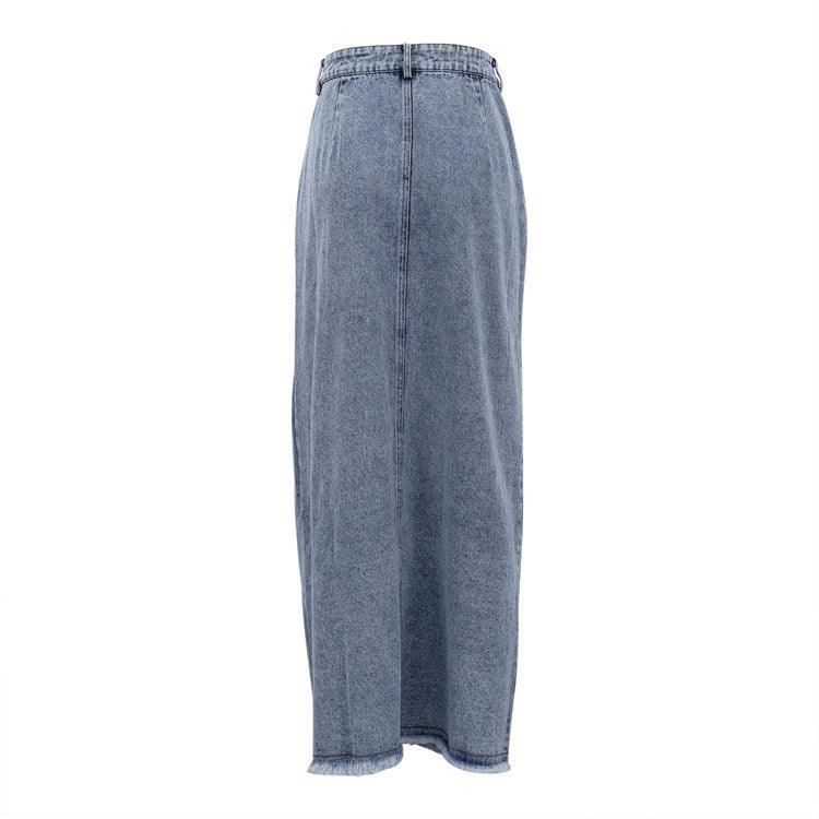 DENIM SPLIT SKIRT - PRIBO