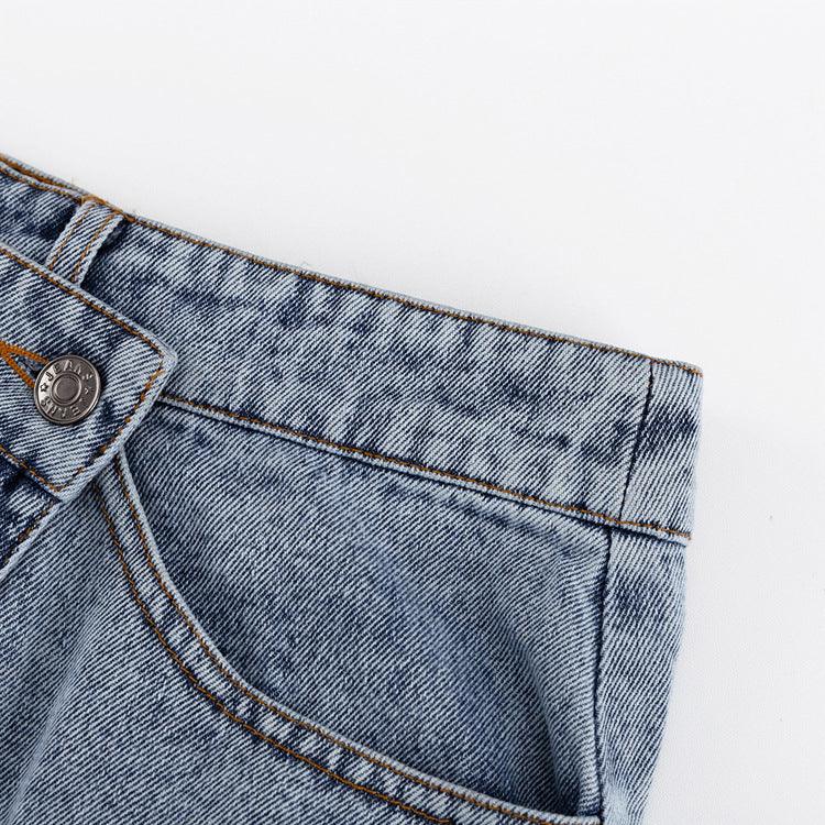 DENIM SPLIT SKIRT - PRIBO