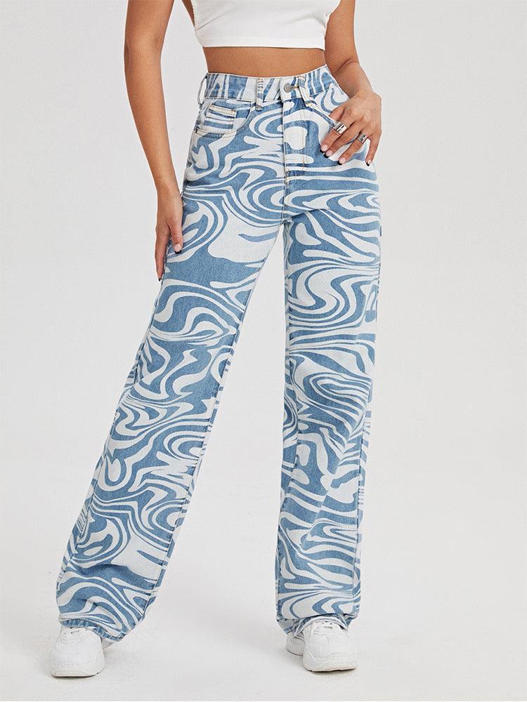 DENIM SWIRL PRINT JEAN - PRIBO