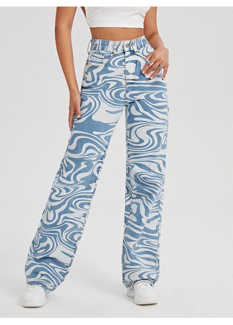 DENIM SWIRL PRINT JEAN - PRIBO