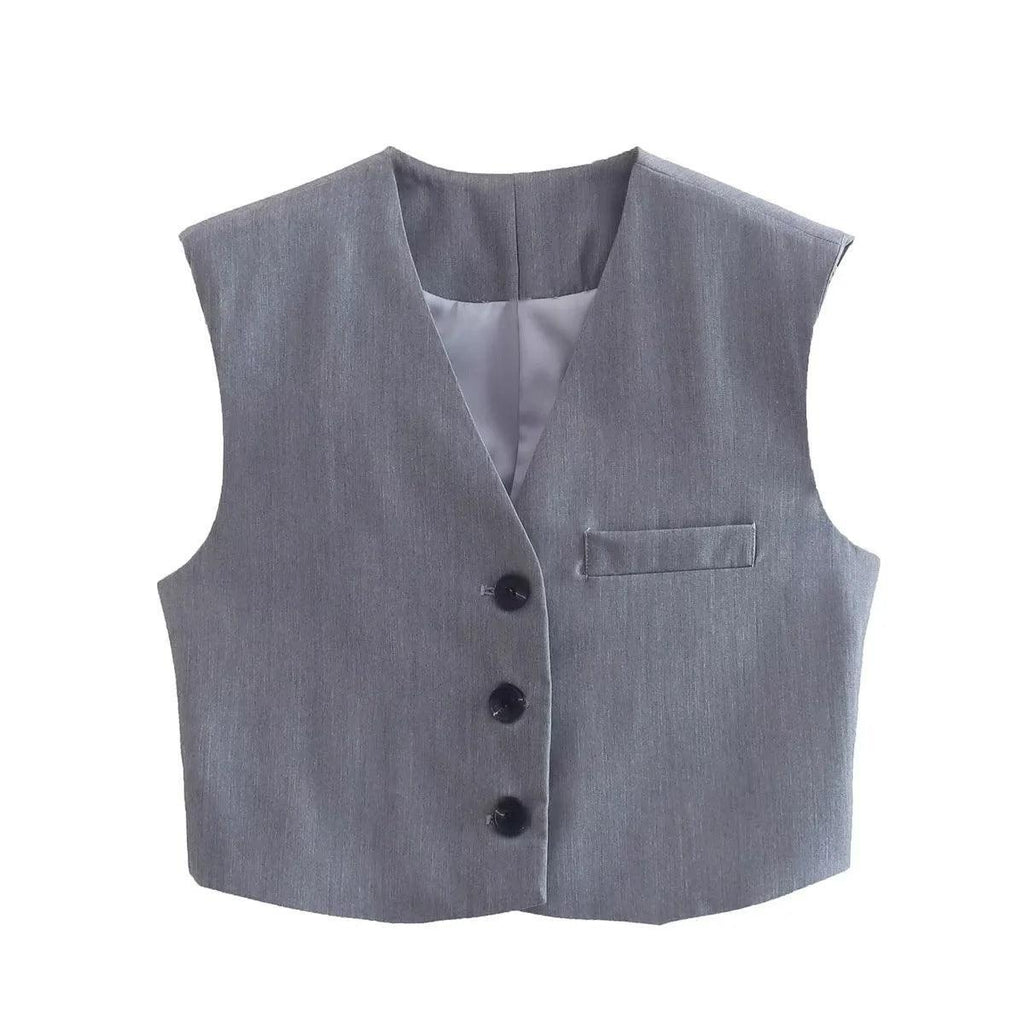 GRAY VEST TOP - PRIBO