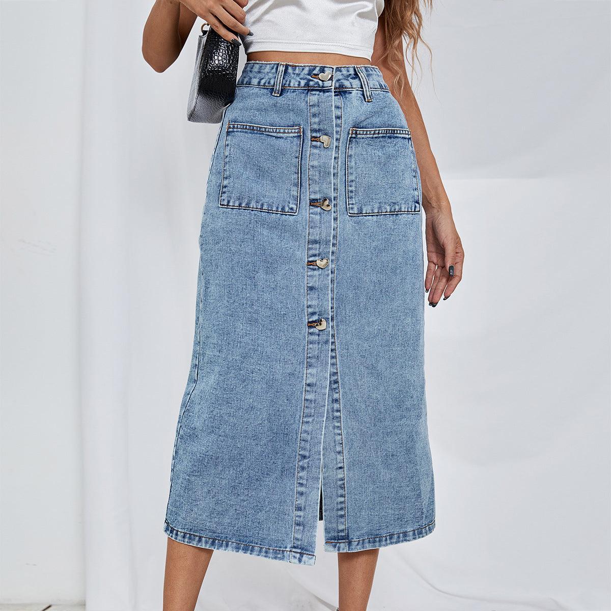 HIGH WAIST DENIM SKIRT - PRIBO