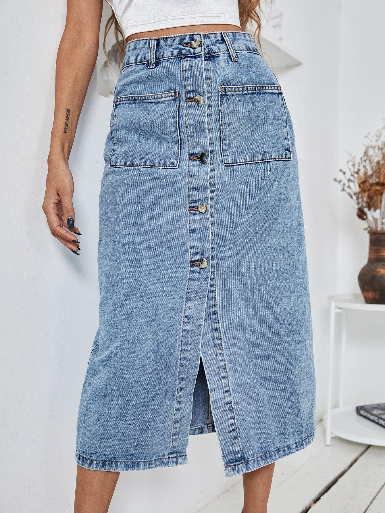 HIGH WAIST DENIM SKIRT - PRIBO