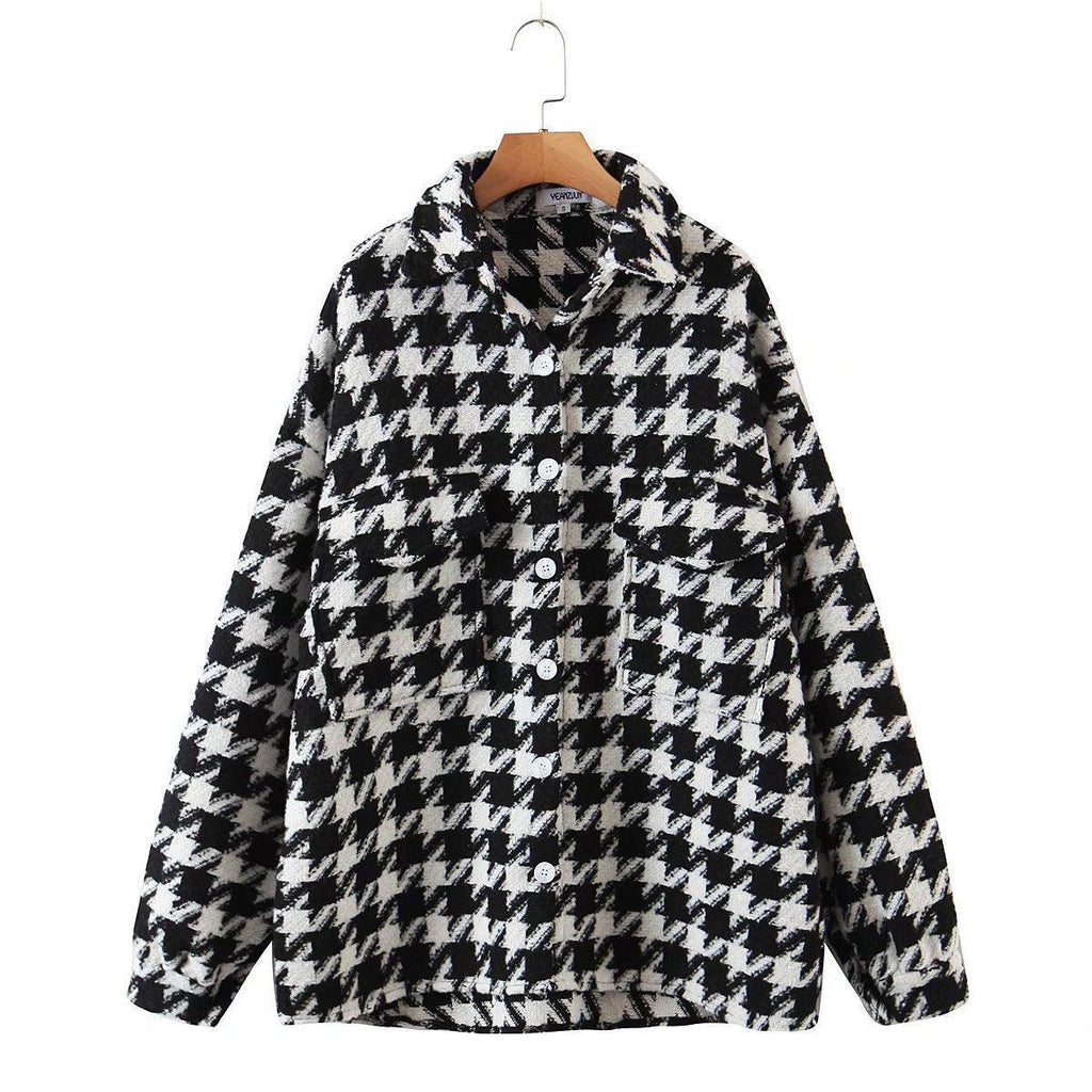 HOUNDSTOOTH LOOSE JACKET - PRIBO