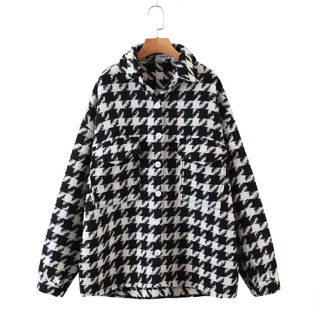 HOUNDSTOOTH LOOSE JACKET - PRIBO