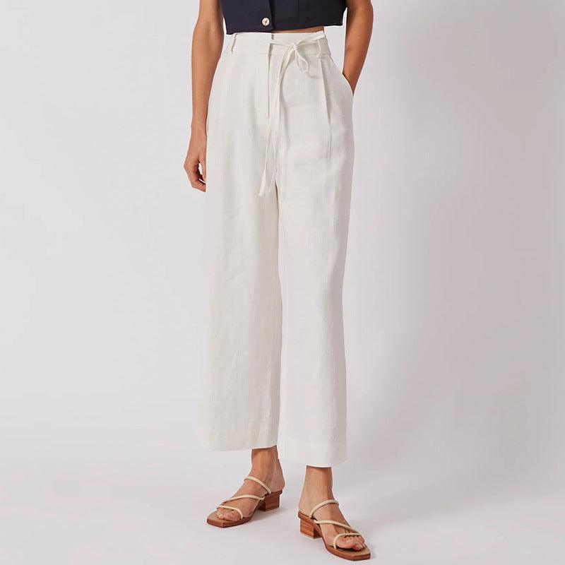 LINEN WIDE LEG PANT - PRIBO