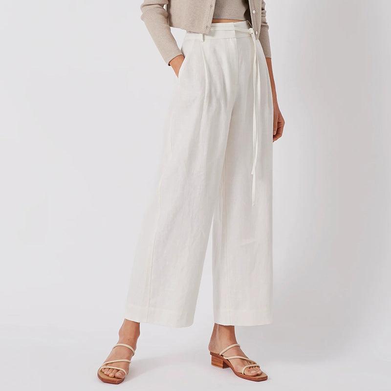 LINEN WIDE LEG PANT - PRIBO