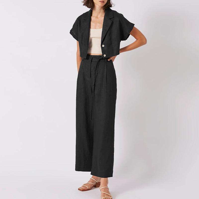 LINEN WIDE LEG PANT - PRIBO