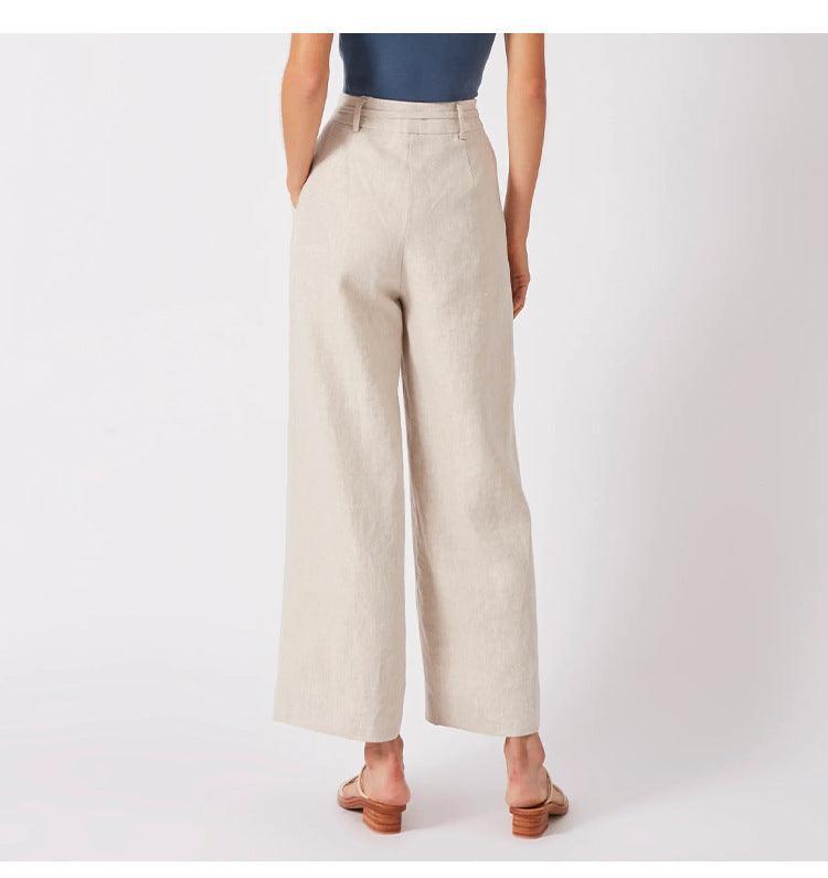 LINEN WIDE LEG PANT - PRIBO
