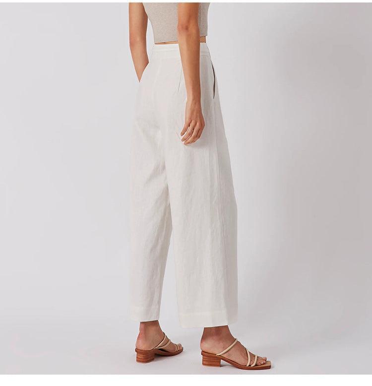 LINEN WIDE LEG PANT - PRIBO