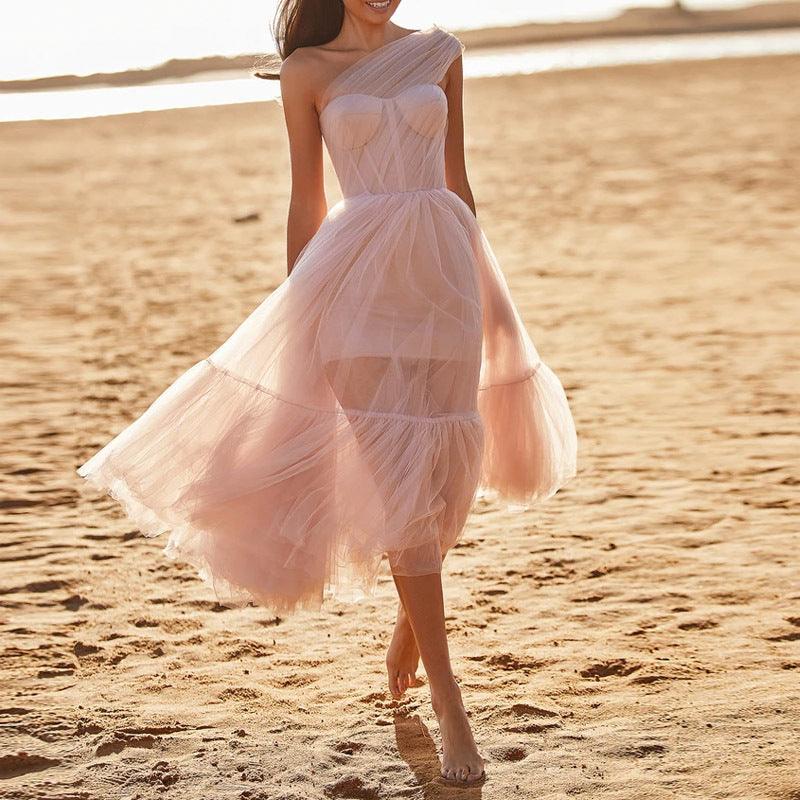 ONE SHOULDER MIDI DRESS - PRIBO