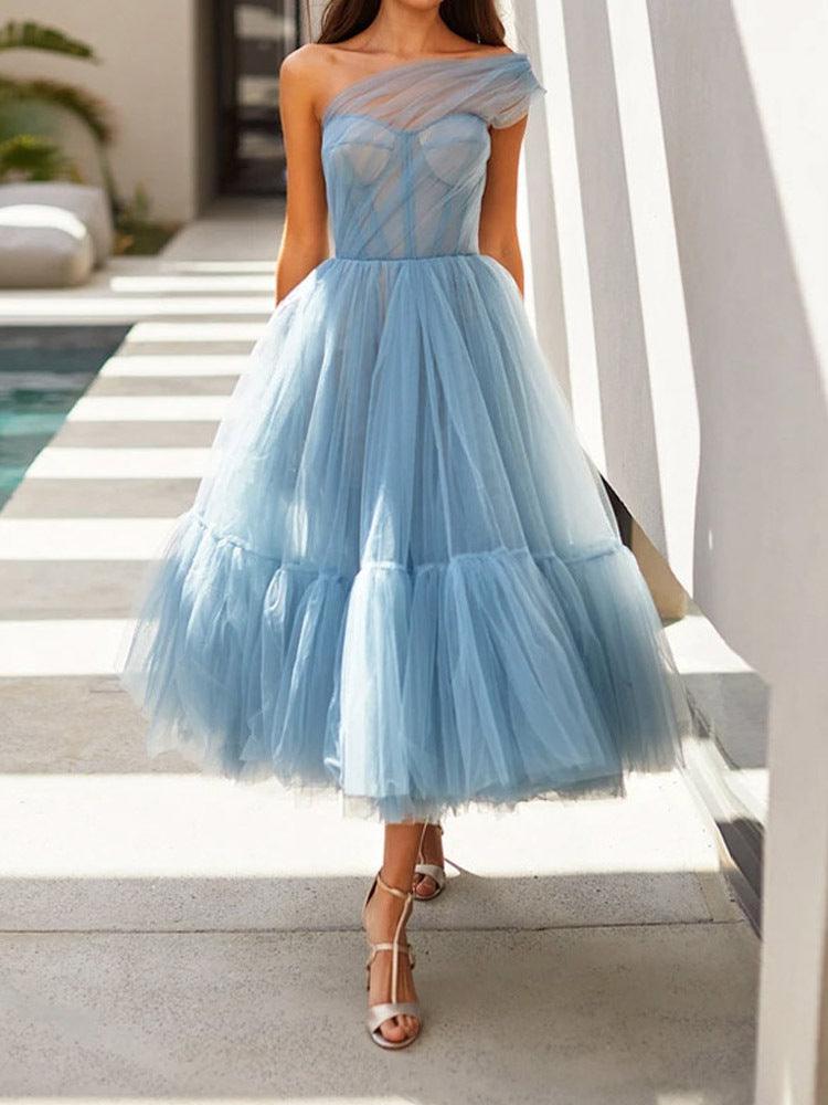 ONE SHOULDER MIDI DRESS - PRIBO
