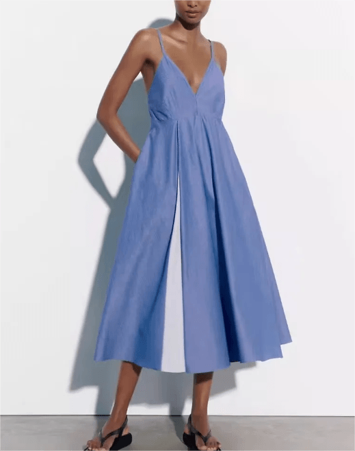 POPLIN MIDI DRESS - PRIBO